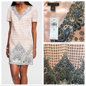 NWT Ann Taylor Blush Pink Paisley Shift Dress, Med